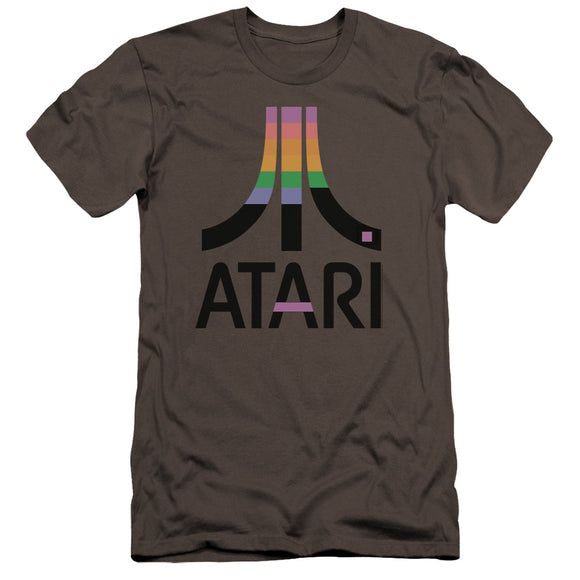 Atari Premium Canvas T-Shirt Retro Colors Logo Charcoal Tee - Yoga Clothing for You