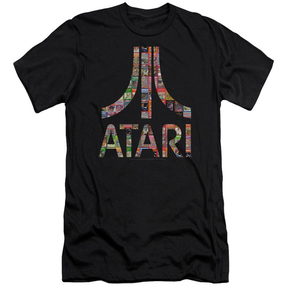 Atari Slim Fit T-Shirt Game Box Art Logo Black Tee - Yoga Clothing for You