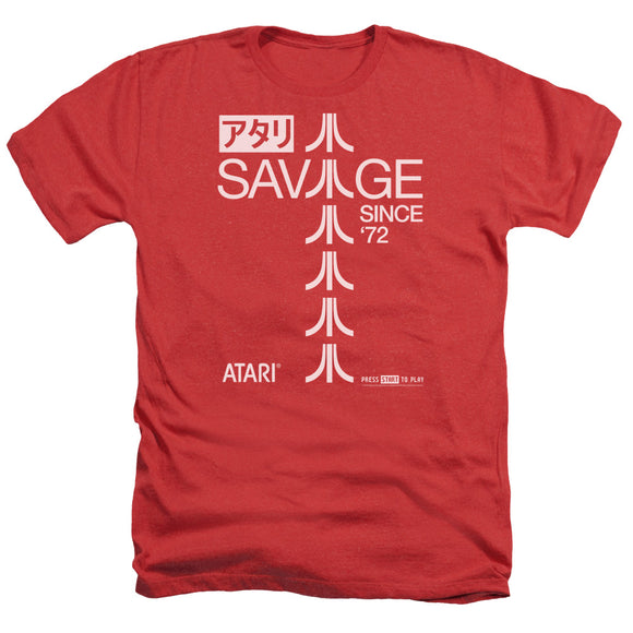Atari Heather T-Shirt Savage Since 1972 Red Tee - Yoga Clothing for You