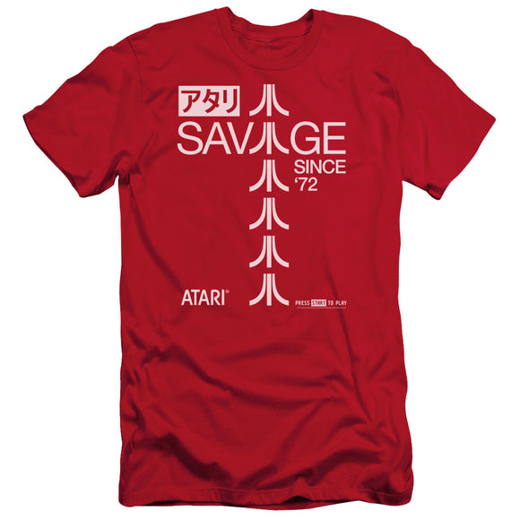 Atari Slim Fit T-Shirt Savage Since 1972 Red Tee - Yoga Clothing for You