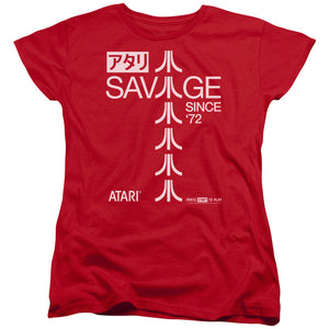Atari Womens T-Shirt Savage Since 1972 Red Tee - Yoga Clothing for You