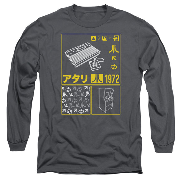 Atari Long Sleeve T-Shirt Kanji Squares Charcoal Tee - Yoga Clothing for You
