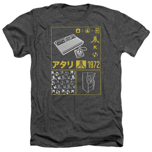 Atari Heather T-Shirt Kanji Squares Charcoal Tee - Yoga Clothing for You