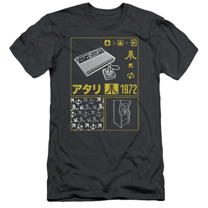 Atari Slim Fit T-Shirt Kanji Squares Charcoal Tee - Yoga Clothing for You