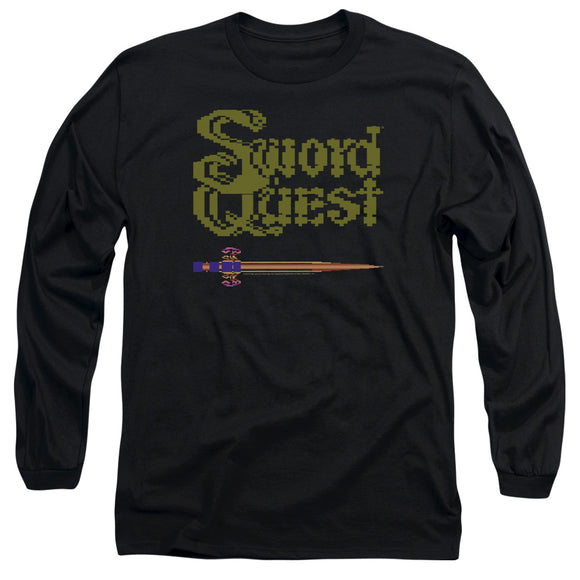 Atari Long Sleeve T-Shirt Swordquest 8 Bit Sword Black Tee - Yoga Clothing for You