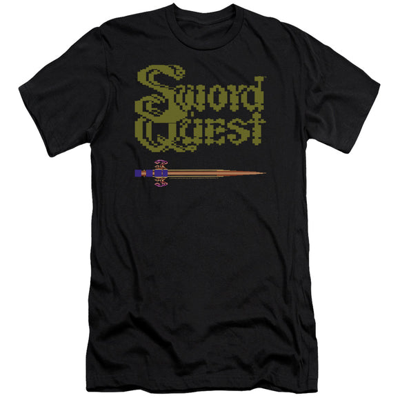 Atari Slim Fit T-Shirt Swordquest 8 Bit Sword Black Tee - Yoga Clothing for You