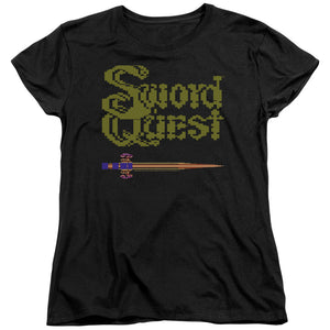 Atari Womens T-Shirt Swordquest 8 Bit Sword Black Tee - Yoga Clothing for You