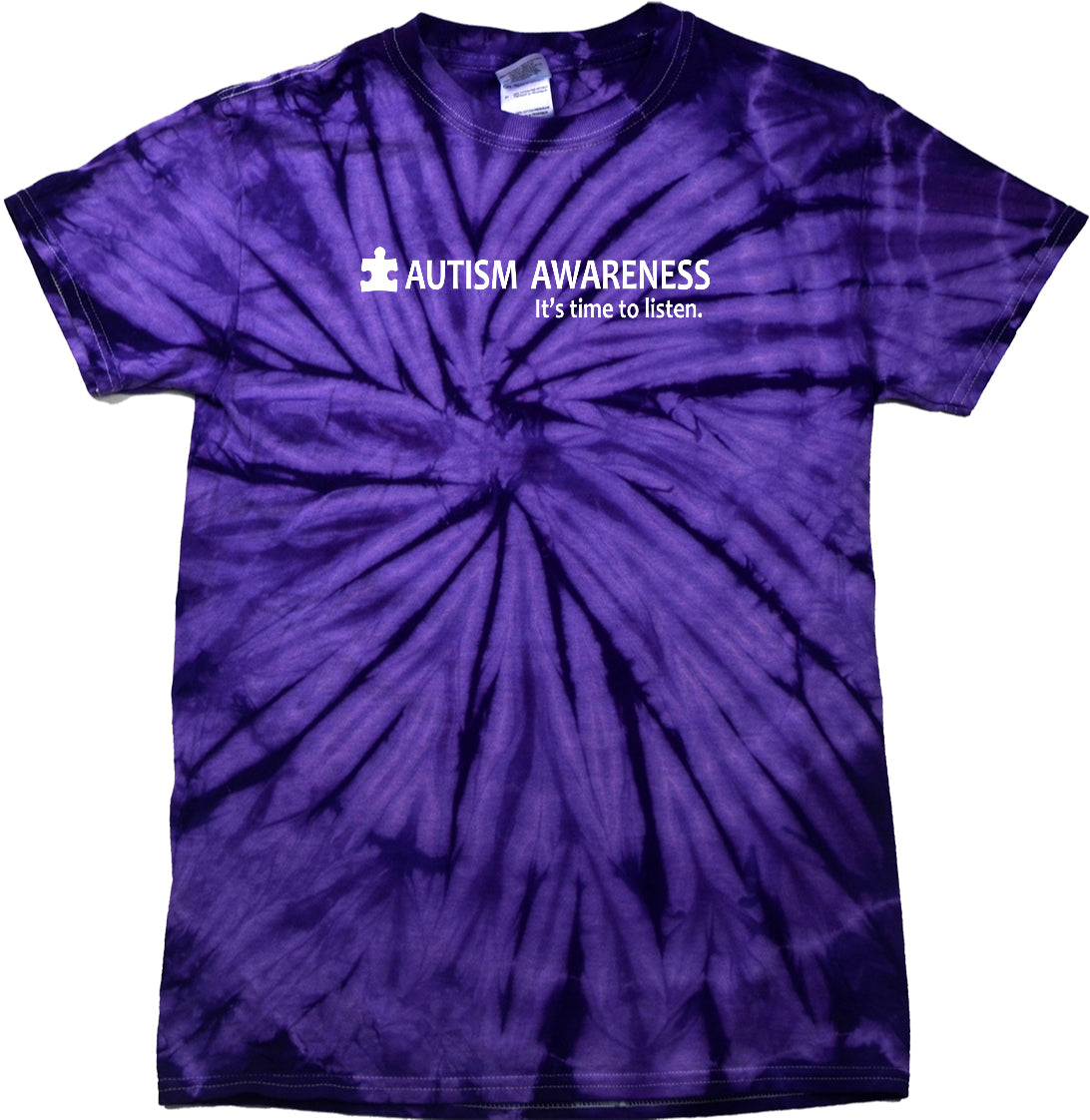 Autism Awareness Time to Listen Spider Tie Dye Shirt, image size:1092x1122