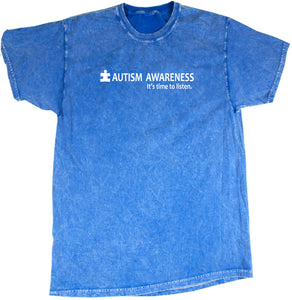 Autism Awareness Time to Listen Mineral Washed Tie Dye Shirt - Yoga Clothing for You