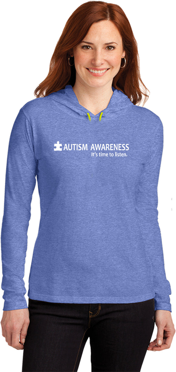 Autism Awareness Time to Listen Ladies Hooded Shirt - Yoga Clothing for You