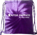 Autism Awareness Time to Listen Tie Dye Drawstring Bag - Yoga Clothing for You