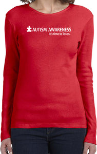 Autism Awareness Time to Listen Ladies Long Sleeve Shirt - Yoga Clothing for You