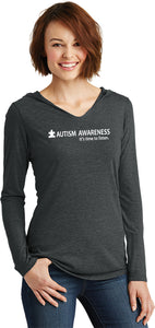 Autism Awareness Time to Listen Ladies Tri Blend Hoodie - Yoga Clothing for You