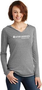 Autism Awareness Time to Listen Ladies Tri Blend Hoodie - Yoga Clothing for You
