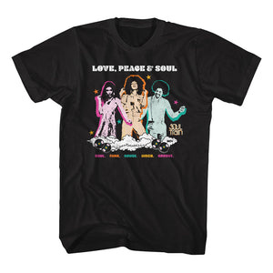 Soul Train Love Peace and Soul Music Black T-shirt - Yoga Clothing for You