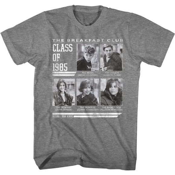 The Breakfast Club Class of 1985 Yearbook Graphite T-shirt - Yoga Clothing for You