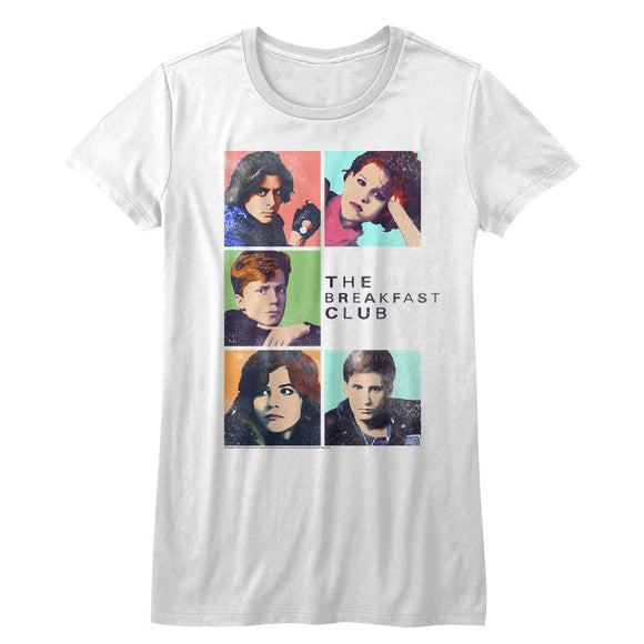 The Breakfast Club Vintage Character Photos Juniors White T-shirt - Yoga Clothing for You
