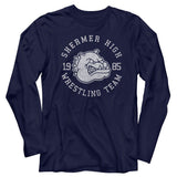 The Breakfast Club Long Sleeve T-Shirt Shermer High Wrestling Team Navy Tee - Yoga Clothing for You