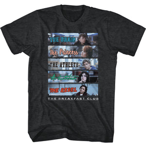 The Breakfast Club Character Nicknames Black Heather Tall T-shirt - Yoga Clothing for You