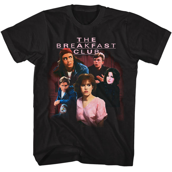 The Breakfast Club Color Group Photo by Lockers Black T-shirt