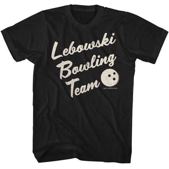 The Big Lebowski Bowling Team Cursive Logo Black T-shirt
