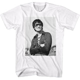 Bruce Lee Smiling Pose White Tall T-shirt - Yoga Clothing for You