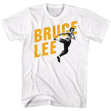 Bruce Lee Flying Kick White T-shirt - Yoga Clothing for You