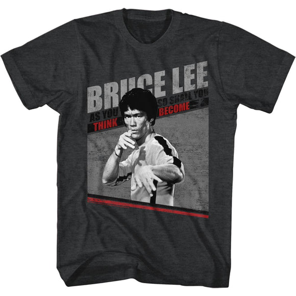 Bruce Lee As You Think Black Heather T-shirt - Yoga Clothing for You