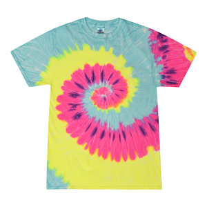 Tie Dye Multi Color Spiral Streak Classic Fit Crewneck Short Sleeve T-shirt for Kids, Blast - Yoga Clothing for You