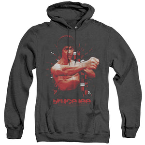 Bruce Lee Shattering Fist Black Heather Hoodie - Yoga Clothing for You