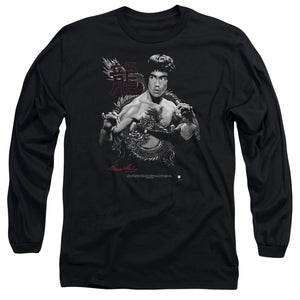 Bruce Lee The Dragon Two Poses Black Long Sleeve Shirt - Yoga Clothing for You