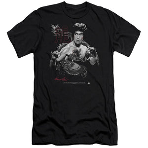Bruce Lee The Dragon Two Poses Black Slim Fit T-shirt - Yoga Clothing for You
