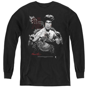 Kids Bruce Lee T-Shirt The Dragon Two Poses Youth Long Sleeve Shirt - Yoga Clothing for You