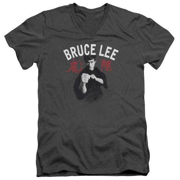 Bruce Lee Fight Charcoal V-neck Shirt - Yoga Clothing for You