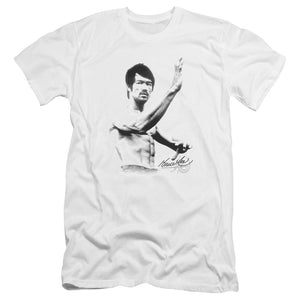 Bruce Lee Serious Fighting Pose White Premium T-shirt - Yoga Clothing for You