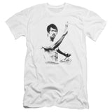 Bruce Lee Serious Fighting Pose White Premium T-shirt - Yoga Clothing for You