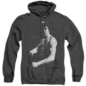 Bruce Lee Flex Stance Black Heather Hoodie - Yoga Clothing for You