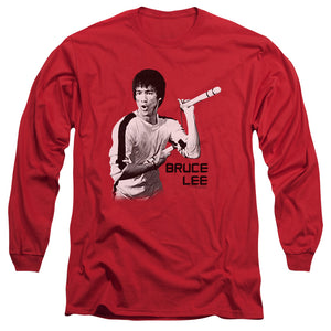 Bruce Lee Nunchucks Pose Red Long Sleeve Shirt - Yoga Clothing for You