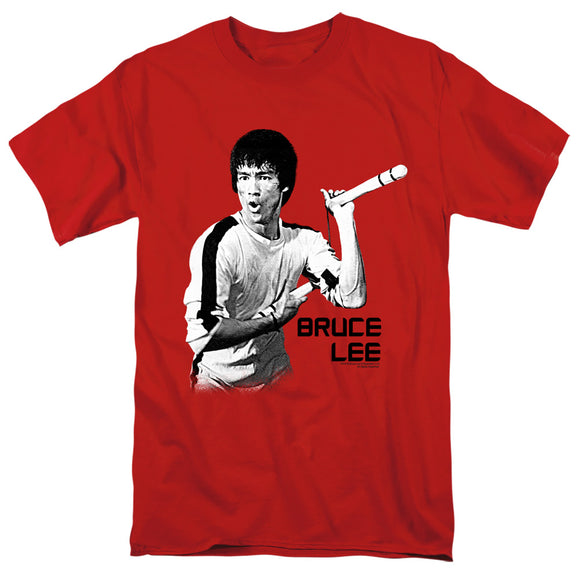Bruce Lee Nunchucks Pose Red T-shirt - Yoga Clothing for You