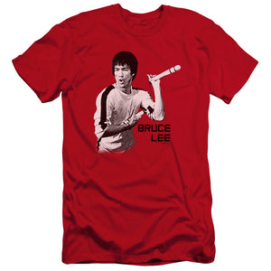 Bruce Lee Nunchucks Pose Red Premium T-shirt - Yoga Clothing for You