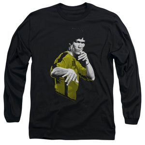 Bruce Lee Yellow and Black Jumpsuit Stance Black Long Sleeve Shirt - Yoga Clothing for You