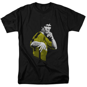 Bruce Lee Yellow and Black Jumpsuit Stance Black T-shirt - Yoga Clothing for You