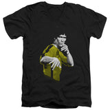 Bruce Lee Yellow and Black Jumpsuit Stance Black V-neck Shirt - Yoga Clothing for You