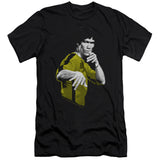 Bruce Lee Yellow and Black Jumpsuit Stance Black Slim Fit T-shirt - Yoga Clothing for You