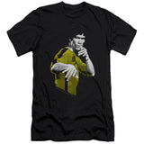 Bruce Lee Yellow and Black Jumpsuit Stance Black Slim Fit T-shirt - Yoga Clothing for You