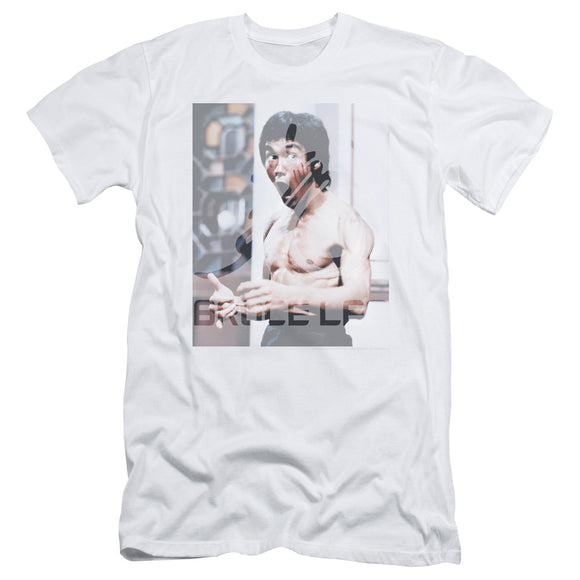 Bruce Lee Blurred Photo White Slim Fit T-shirt - Yoga Clothing for You