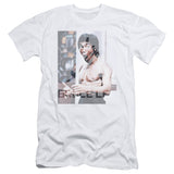 Bruce Lee Blurred Photo White Slim Fit T-shirt - Yoga Clothing for You