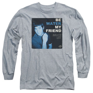 Bruce Lee Be Water Box Athletic Heather Long Sleeve Shirt - Yoga Clothing for You