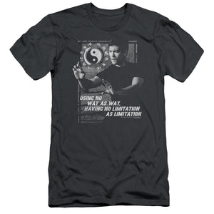 Bruce Lee Using No Way as Way Quote Charcoal Slim Fit T-shirt - Yoga Clothing for You