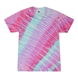 Tie Dye Multi Color Diagonal Streak Classic Fit Crewneck Short Sleeve T-shirt for Mens Women Adult T-shirt, Blossom - Yoga Clothing for You